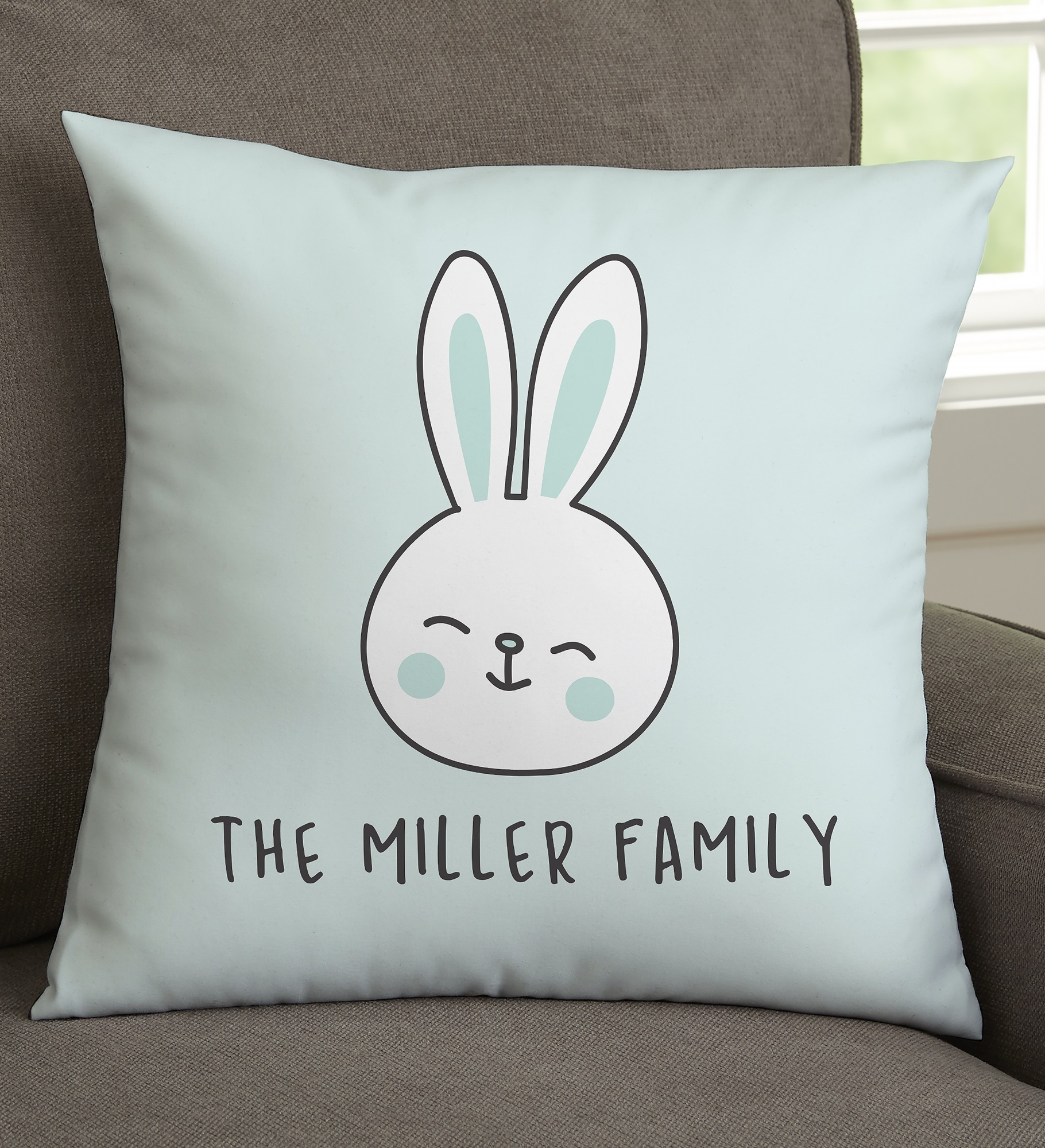 Bunny Family Personalized Throw Pillow
